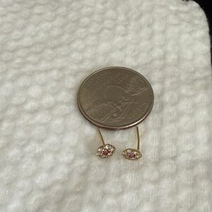 Elegant Gold and Pink Earrings gold solid 14k